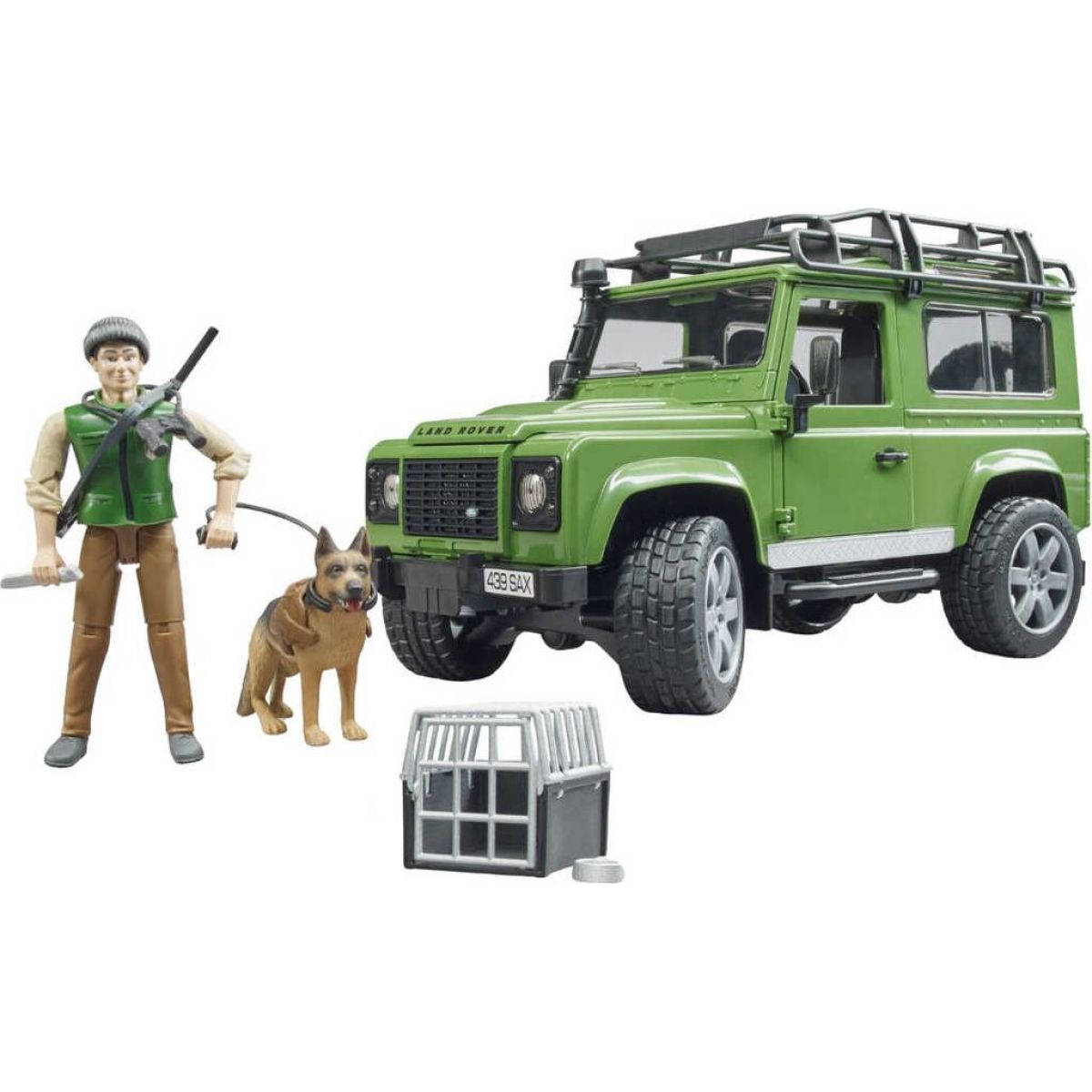 Bruder 2587 Land Rover lesník a pes s výstrojí