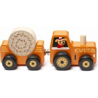 Cubika Traktor s vlekom drevená skladačka s magnetom