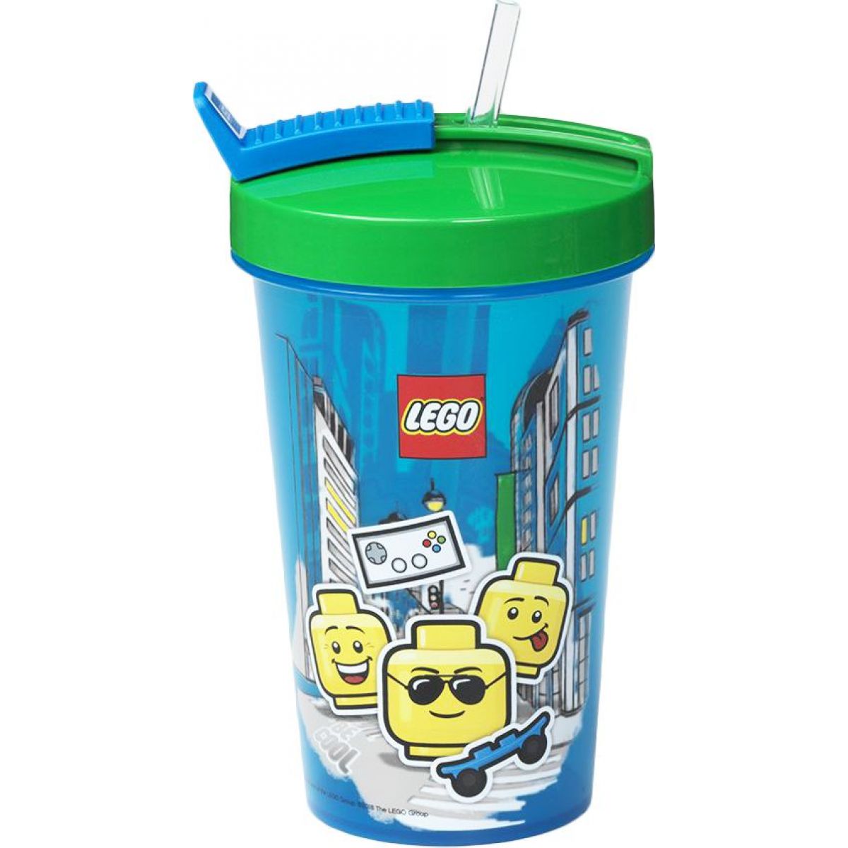 LEGO® Iconic Boy láhev s brčkem modrozelená