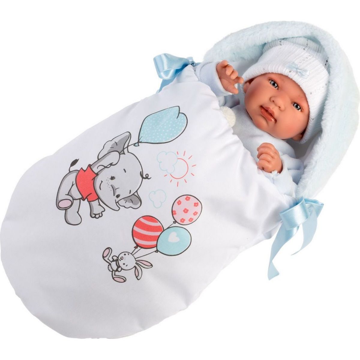 Llorens 84451 New born realistická panenka miminko se zvuky a měkkým látkový tělem 44 cm