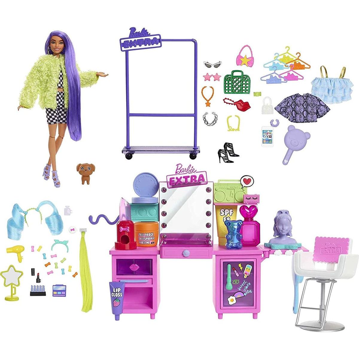 Mattel Barbie Extra šatník s panenkou herní set