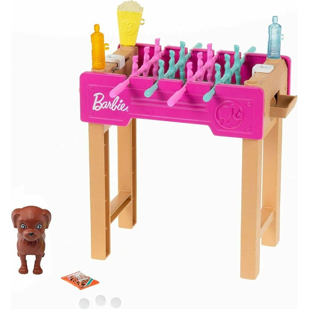 Mattel Barbie mini herní set s mazlíčkem stolní fotbálek GRG77