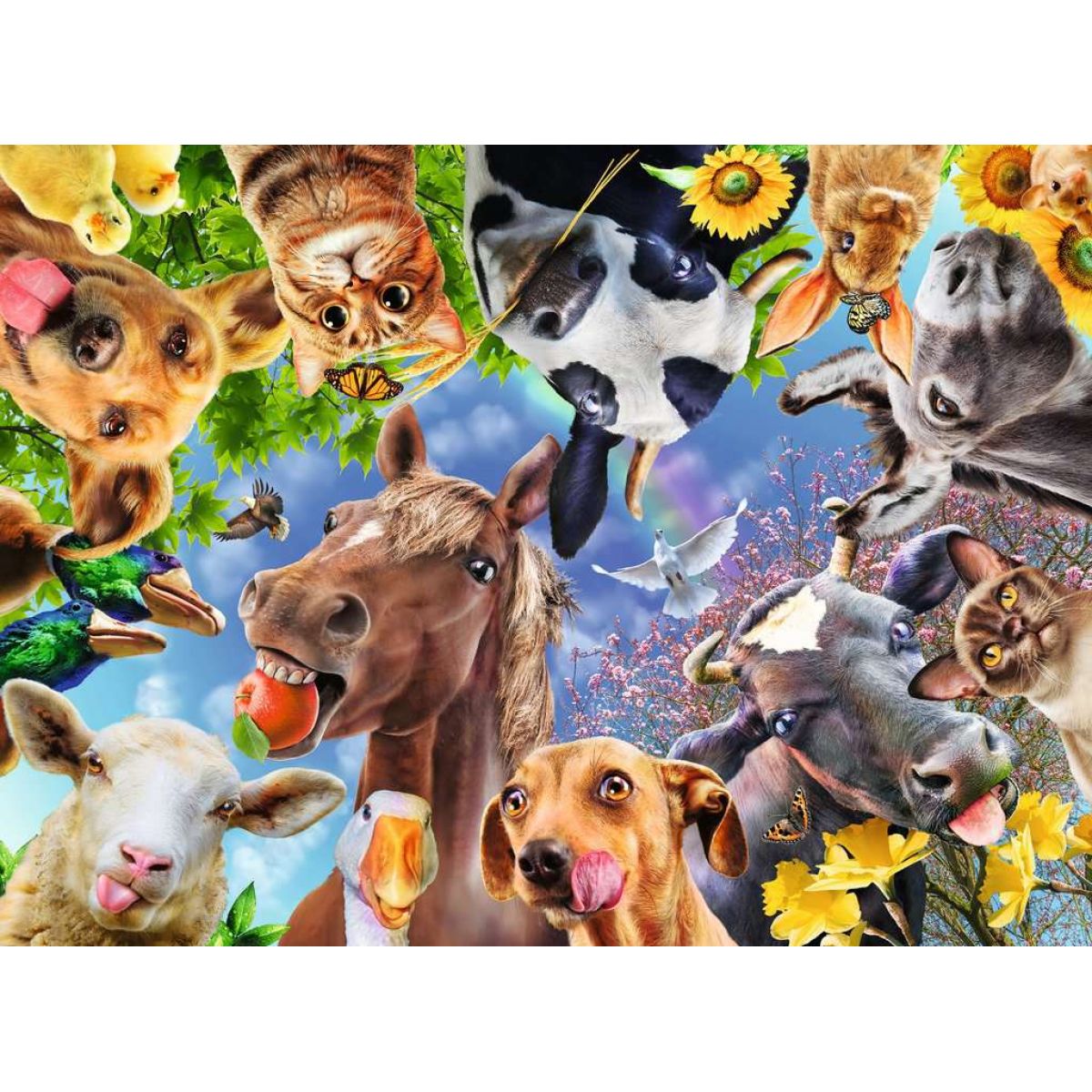 Hospodárske zvieratá - Ravensburger puzzle 129027 Legrační hospodárske zvieratá 200 XXL dielikov