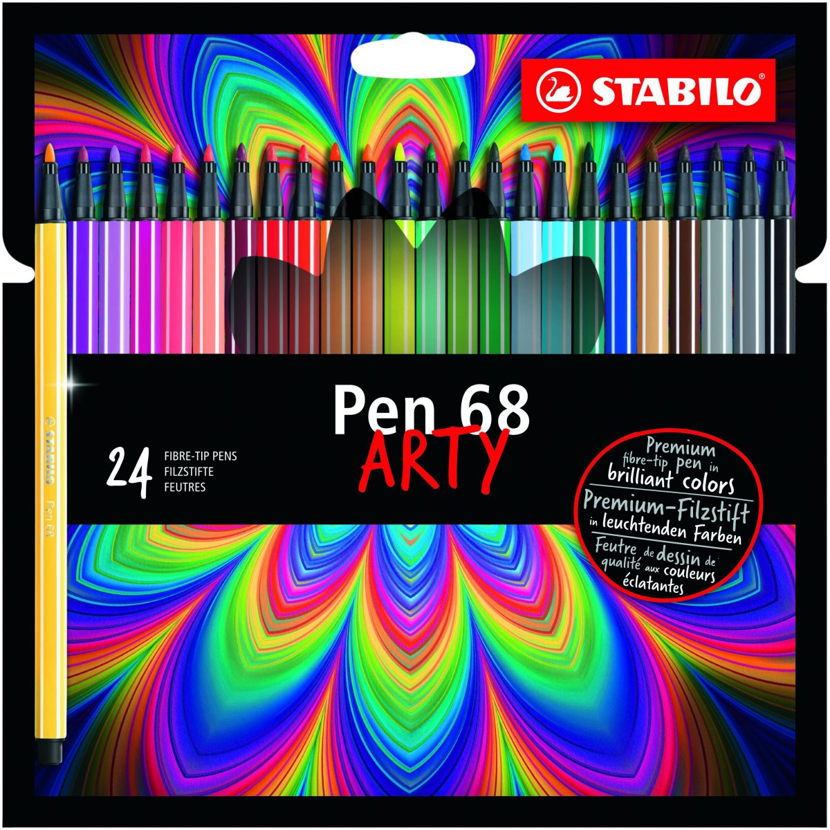 Prémiový vláknový fix STABILO Pen 68 ARTY 24 ks pouzdro