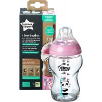 Tommee Tippee Dojčenská fľaša C2N 250ml sklenená potlač Pink 2