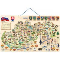 Woody Magnetická mapa Slovenska s obrázky a společenská hra 3v1